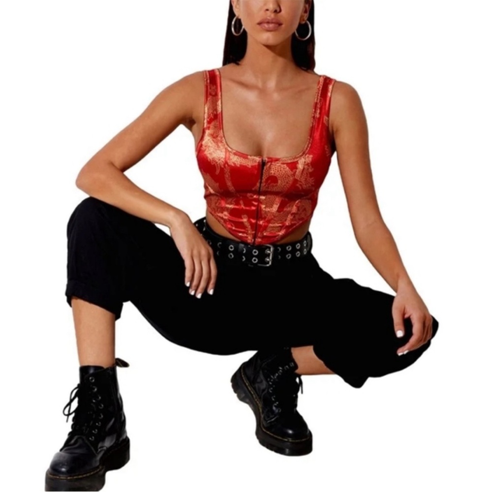 Mixed threads Dragon bustier crop top red yellow - Picture 3 of 3